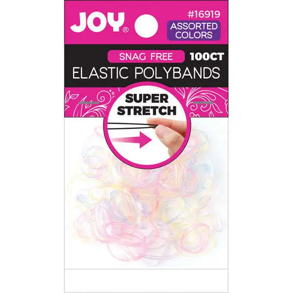 Joy Elastic Polybands 2.5cm 100ct Transparent Asst