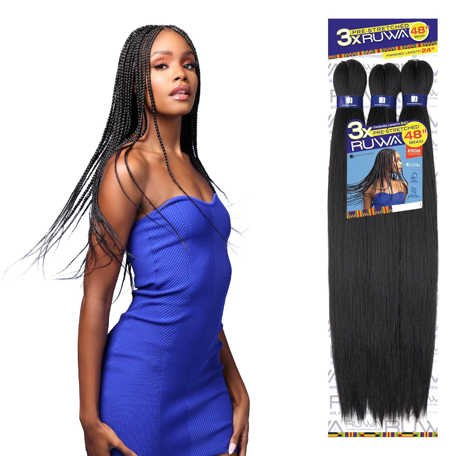 5 PACK RUWA PRE-STRETCHED BRAID 3X 48″ 1B