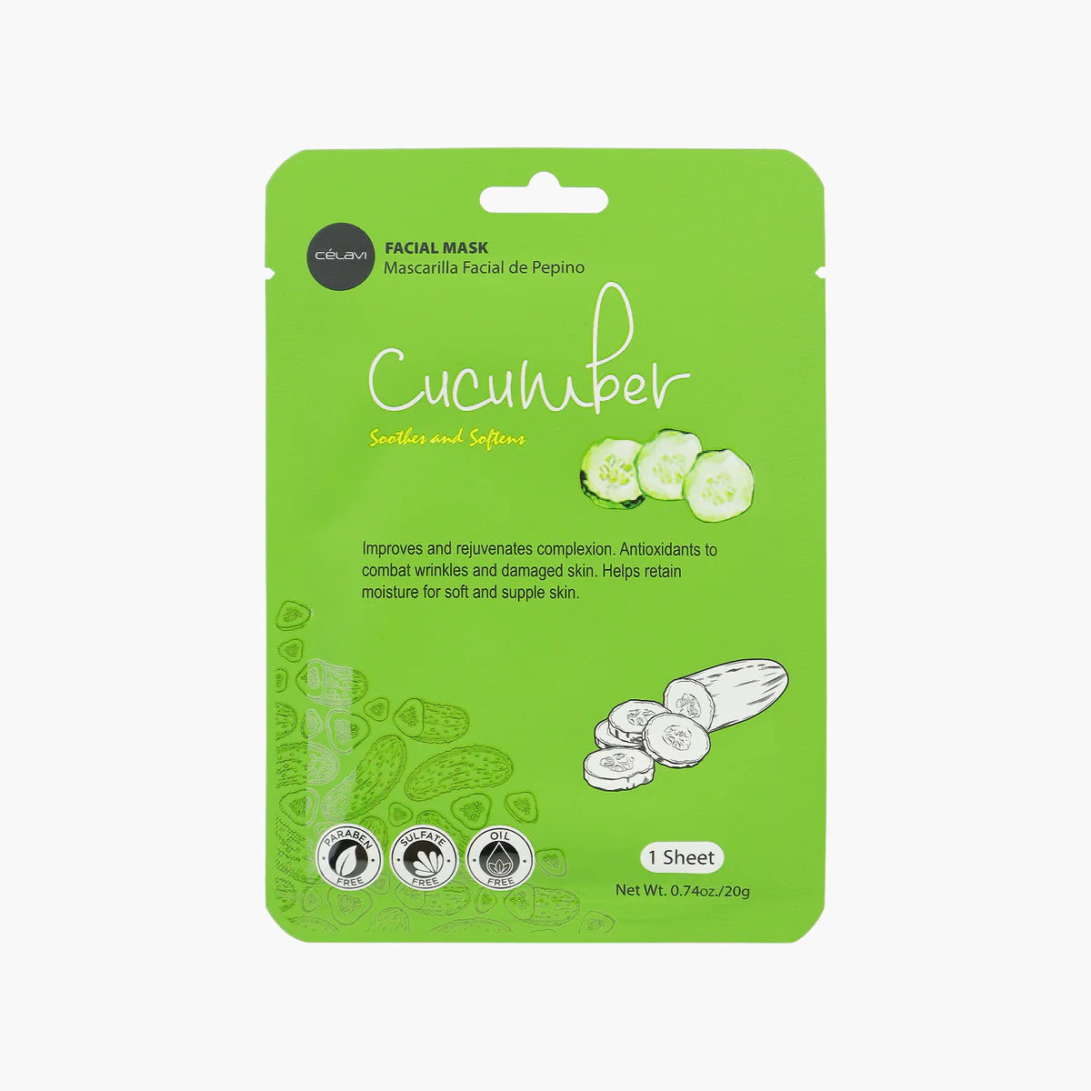 CELAVI CUCUMBER FACIAL MASK single MK004