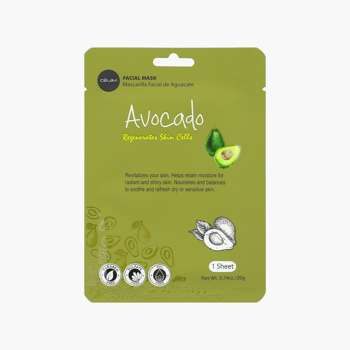 CELAVI AVOCADO FACIAL MASK single MK007