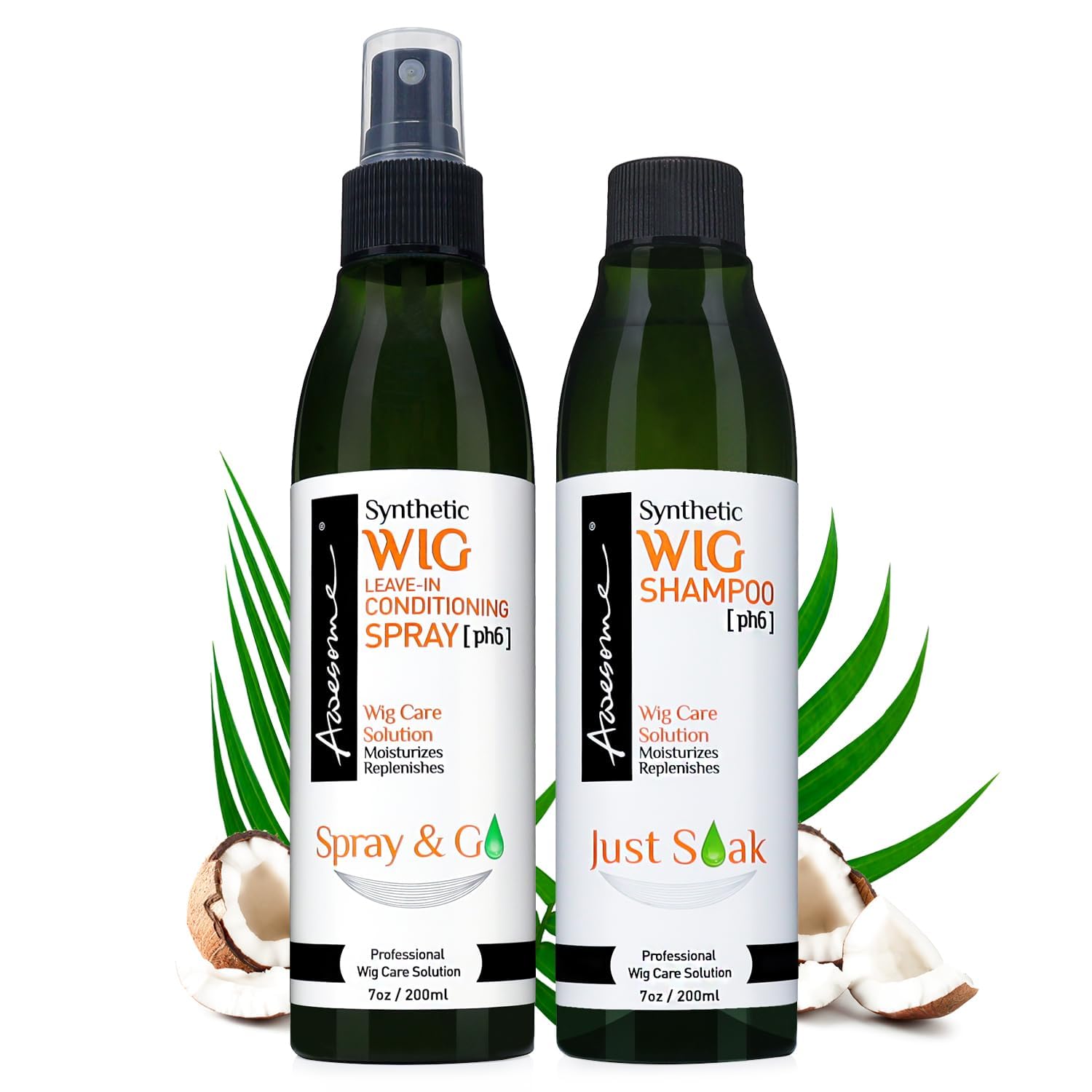 2 Piece Awesome (Green) Synthetic Wig Shampoo 7oz and Leave in Conditioner Spray 7 oz