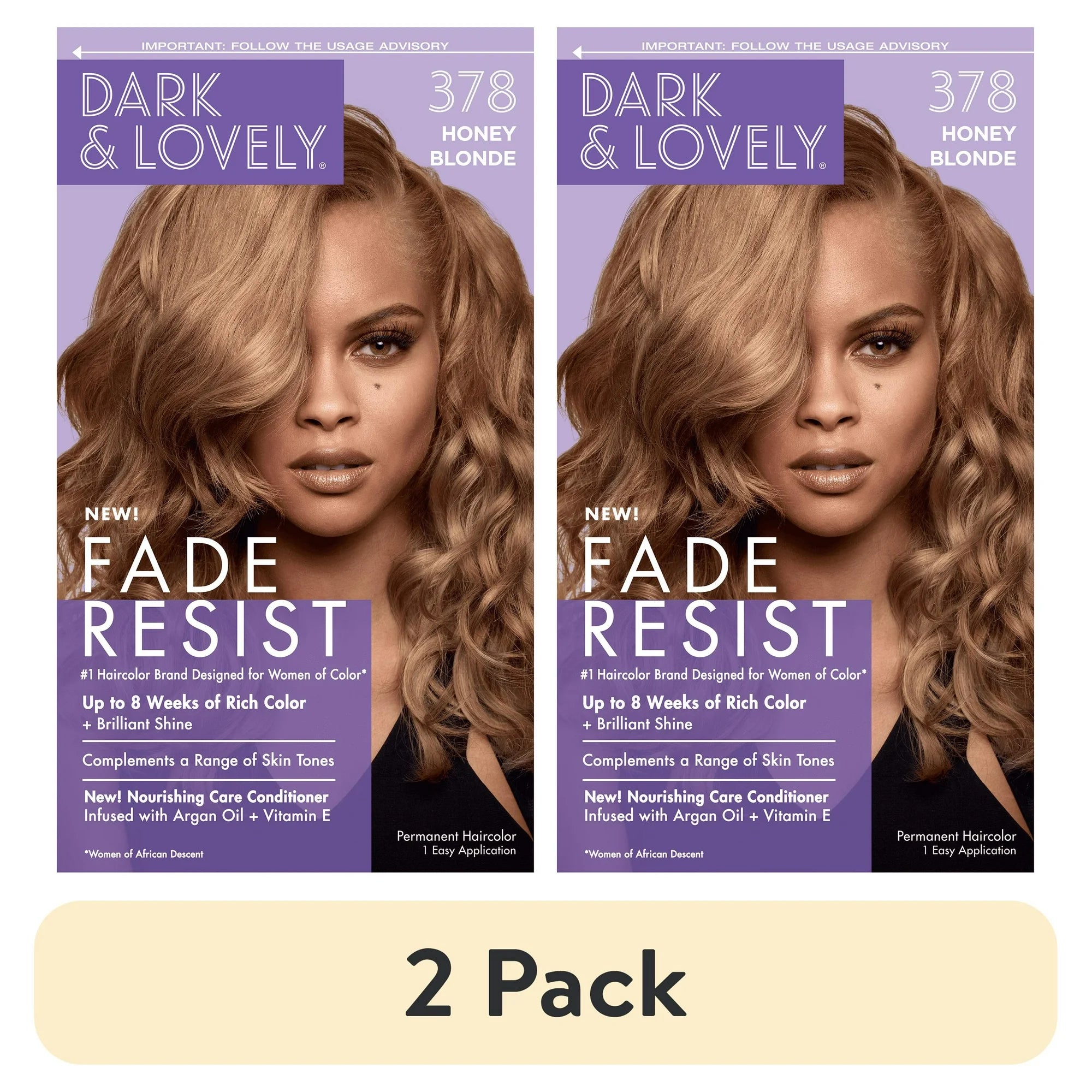 2 PACK DARK N LOVELY HAIR COLOR 378 HONEY BLONDE