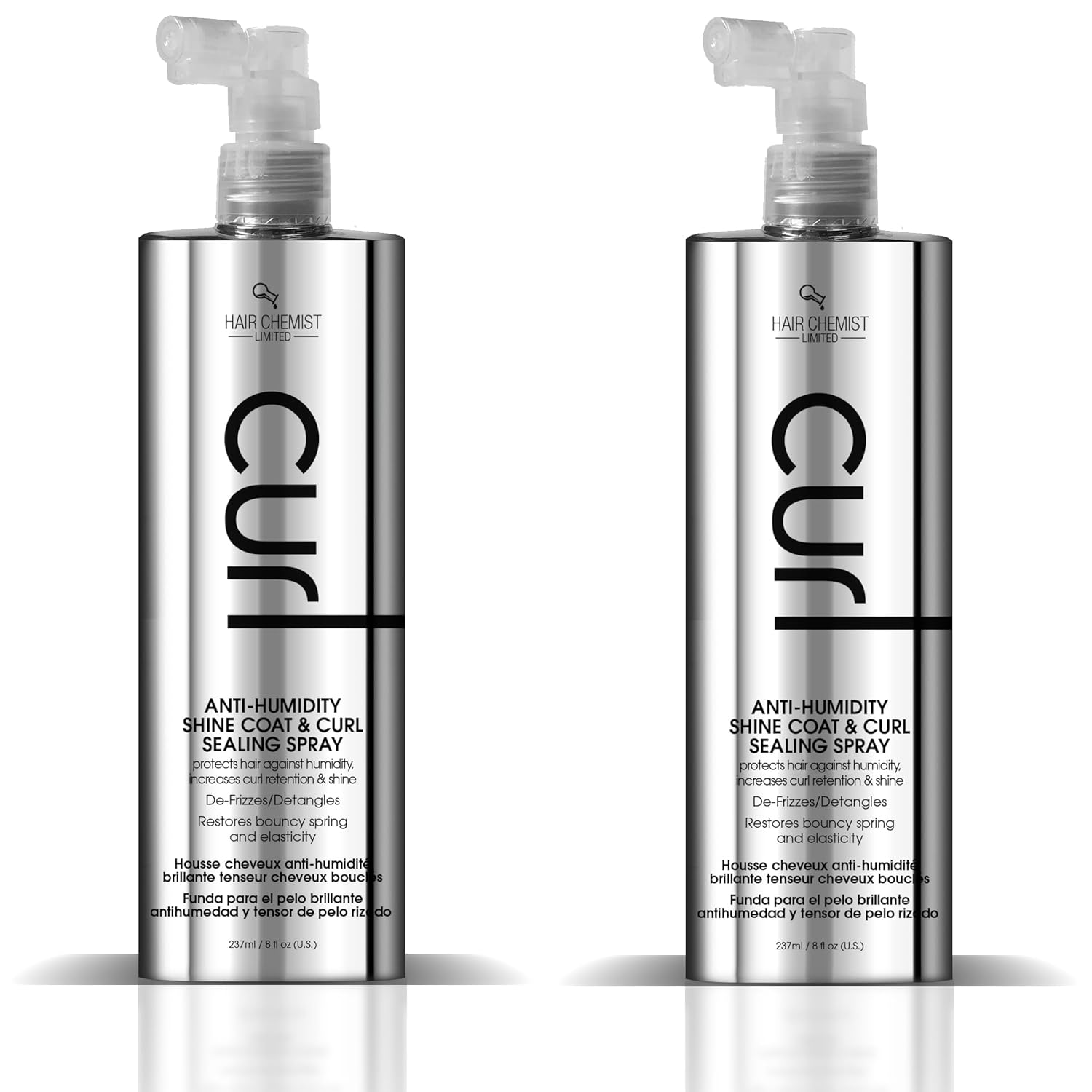 2 PIECE OF HAIR CHEMIST CURL ANTI-HUM SHINE COAT & CURL SPRAY 8OZ