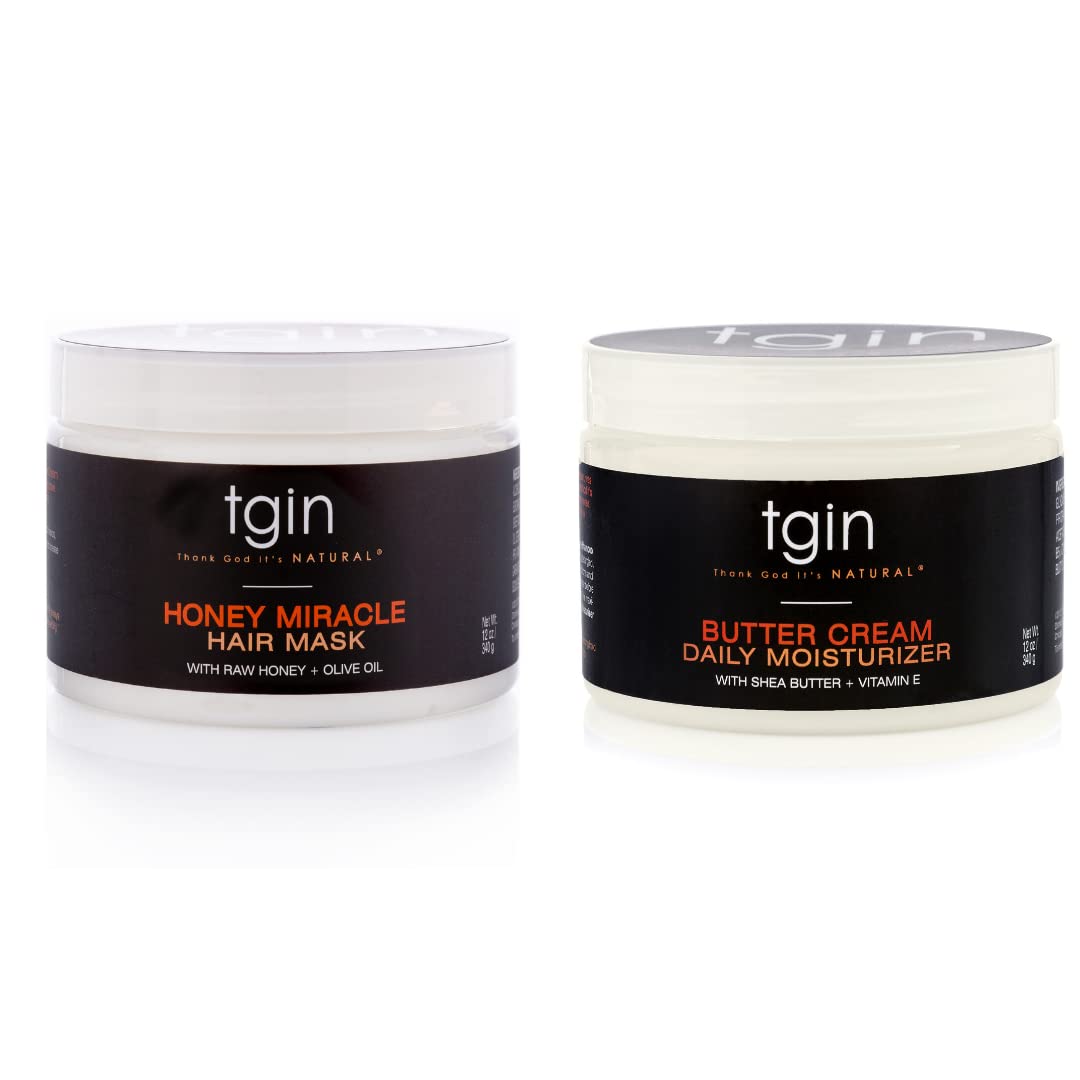 2 Piece Set Tgin Butter Cream Daily Moisturizer and Honey Miracle Hair Mask Duo 12 oz