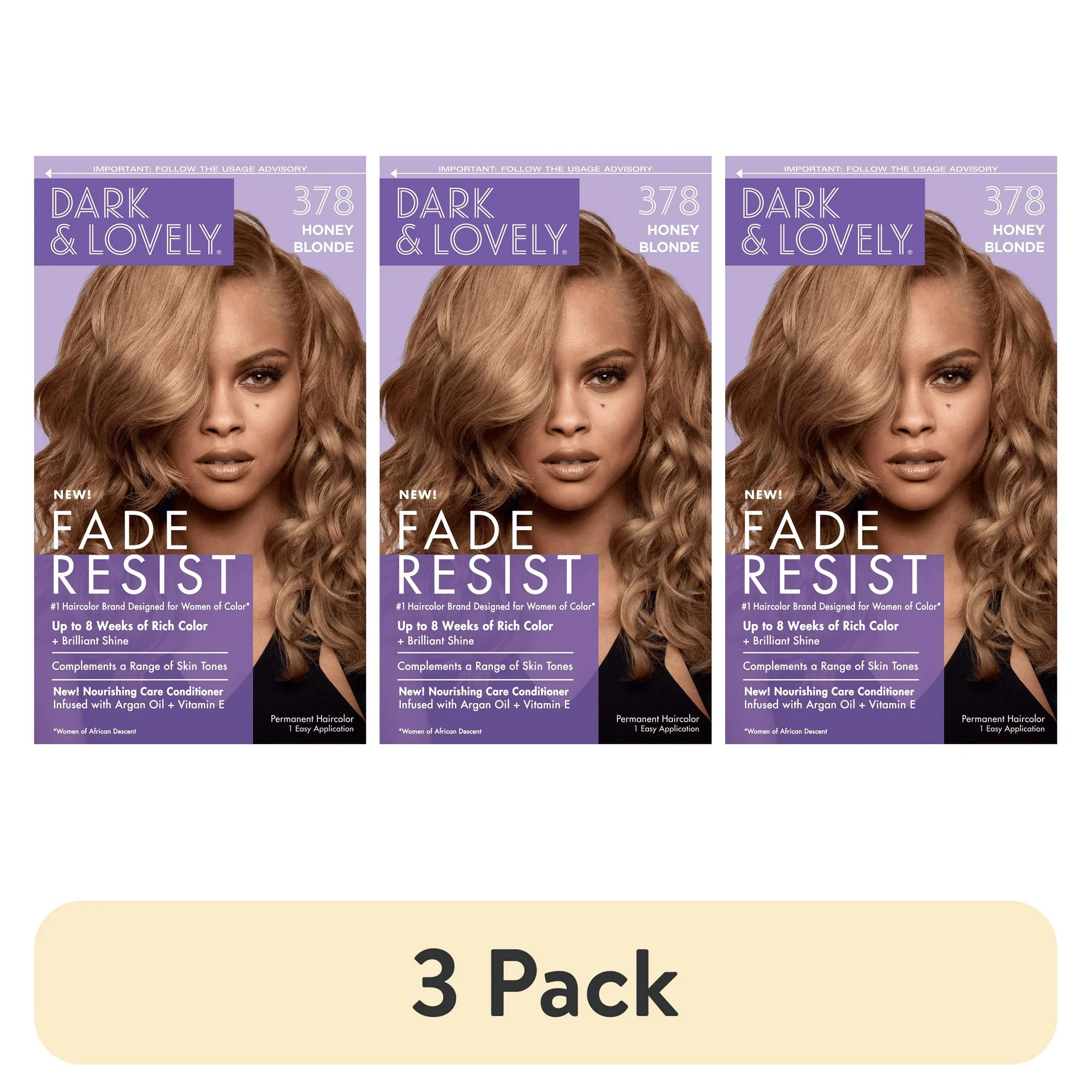 3 PACK DARK N LOVELY HAIR COLOR 378 HONEY BLONDE