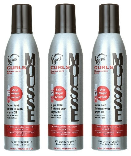 3 Pack Vigorol Curls Hair Mousse 12 oz