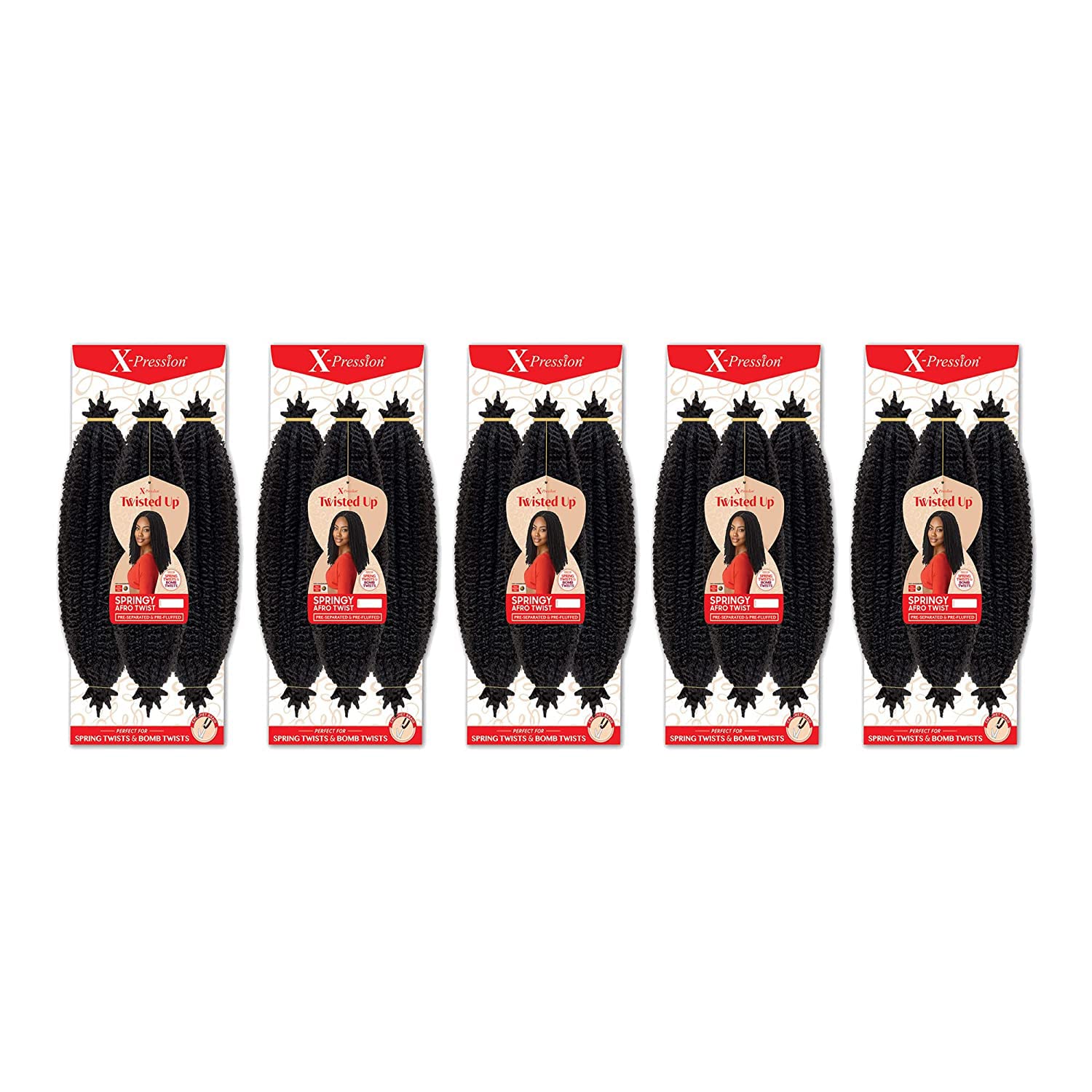 5 PACK TWISTED UP SPRINGY AFRO TWIST 16" 1B