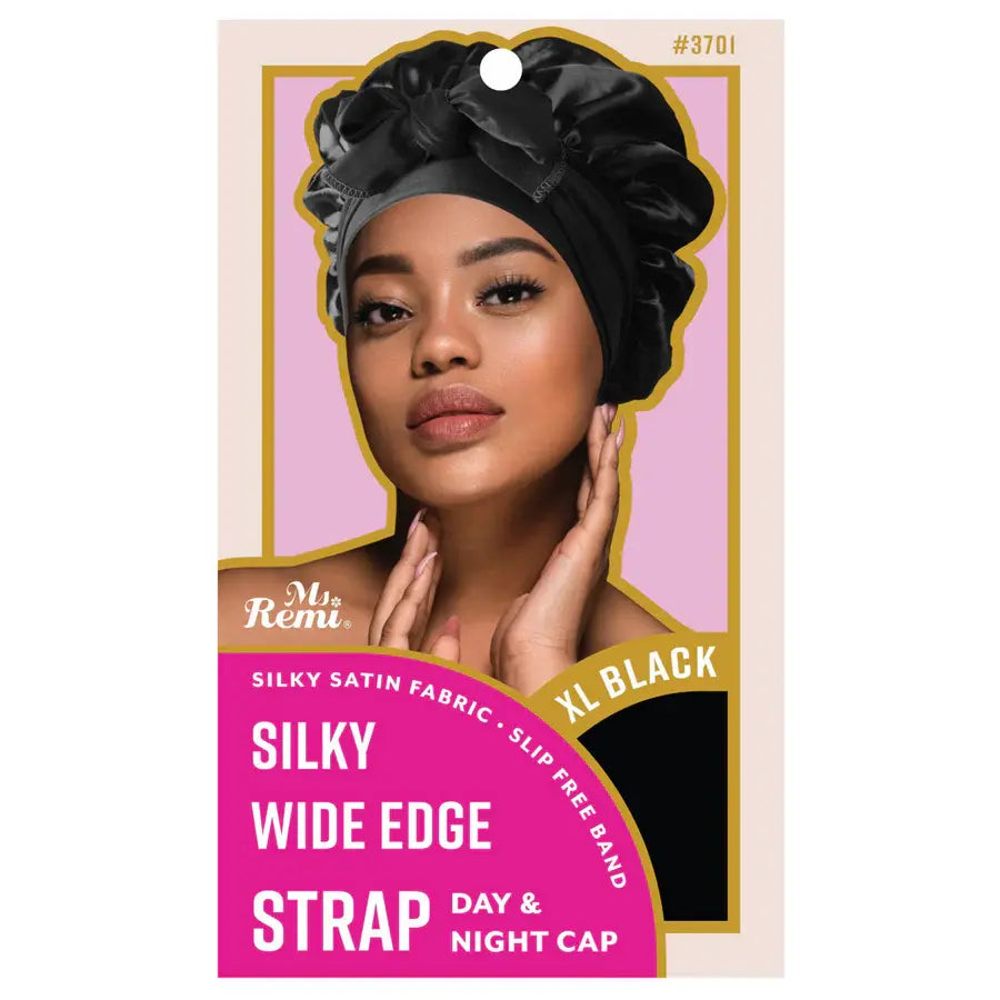 6 PACK 3701 MS REMI SILKY WIDE EDGE STRAP DAY & NIGHT CAP XL BLACK