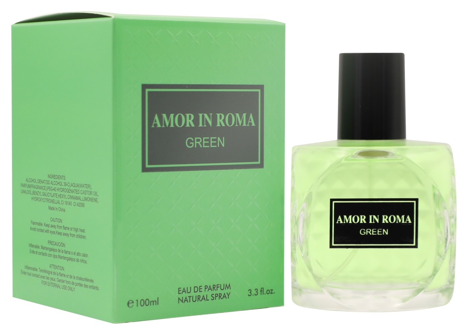 AMOR IN ROMA  GREEN EAU DE PARFUM NATURAL SPRAY 3.3OZ