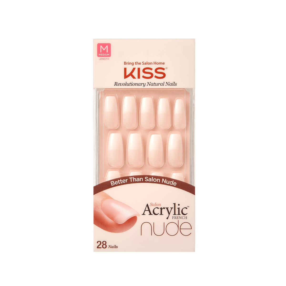 Kiss Salon Acrylic Long Square French Tip Nails 28 CT KSA08