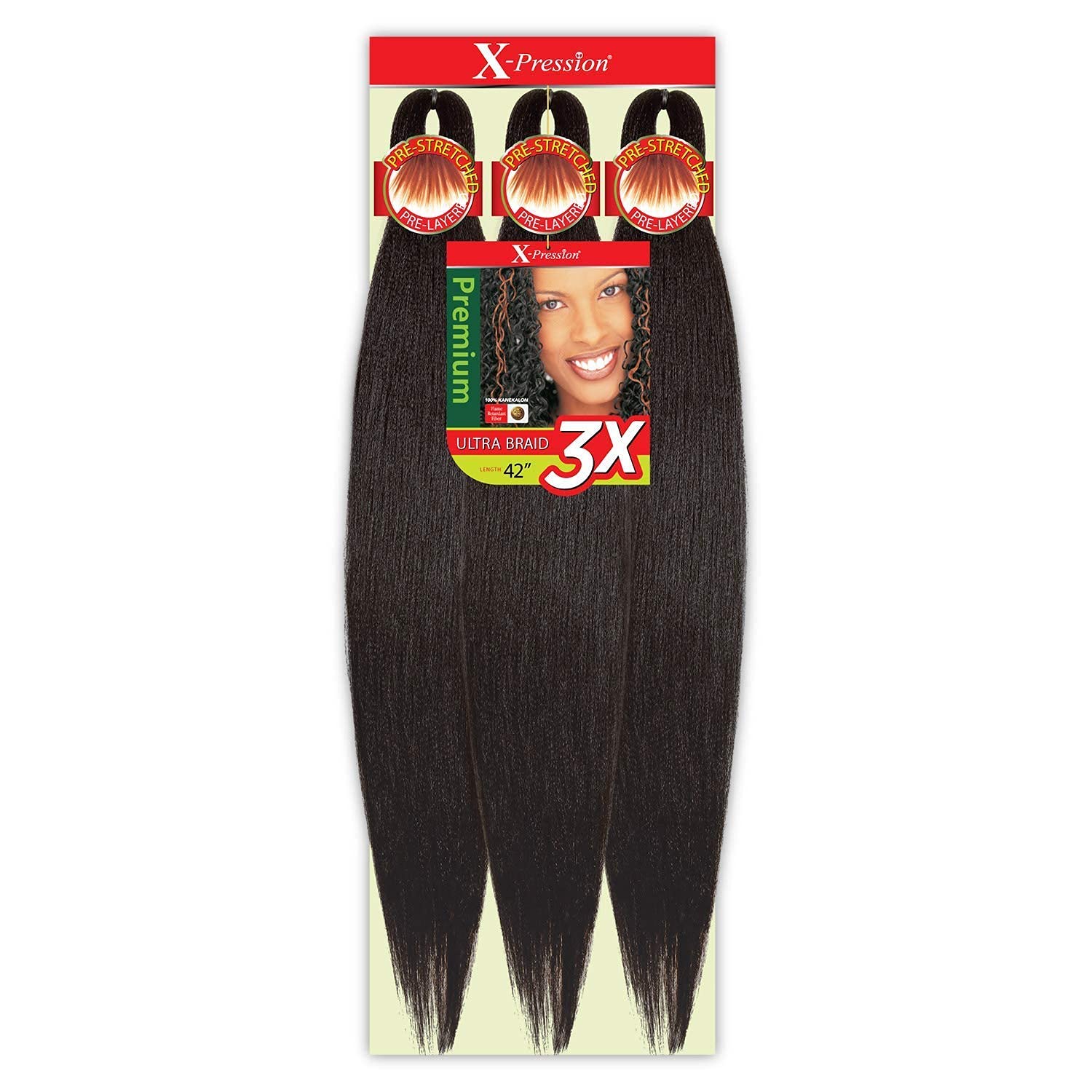 5 PACK X-PRESSION 42" 2 PRE-STRETCHED BRAIDS 3X