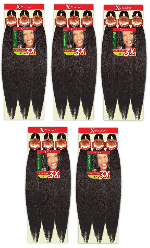 5 PACK X-PRESSION 42" 4 PRE-STRETCHED BRAIDS 3X